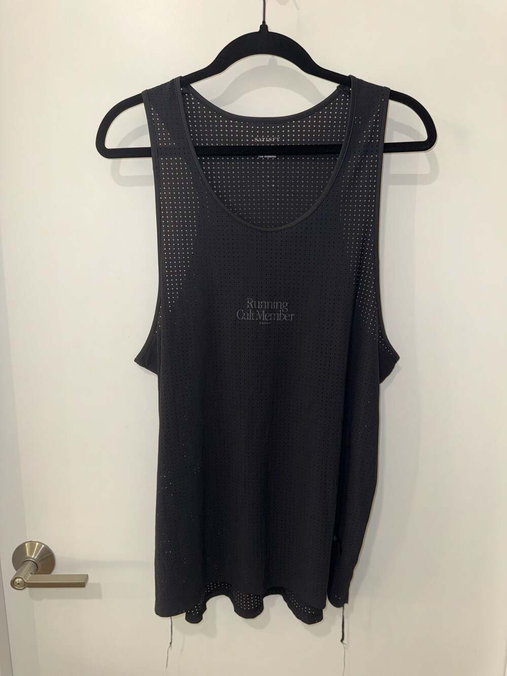 Satisfy Running Cult Member Space-O Perforated Singlet Tank Top Black